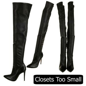 Alice + Olivia Thigh High Leather Boots Size 5